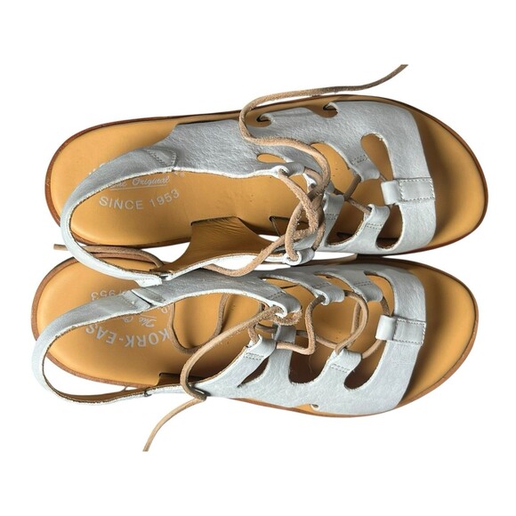 Kork-Ease Pearl Women’s Size‎ 10 White Leather Gladiator Sandals Lace Up Flat - Picture 3 of 9